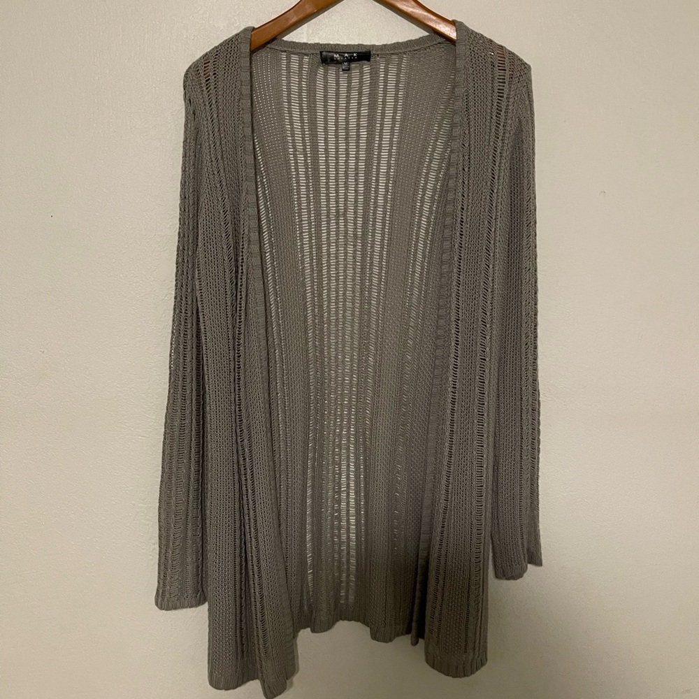 Open Weave Longline Cardigan - Gray